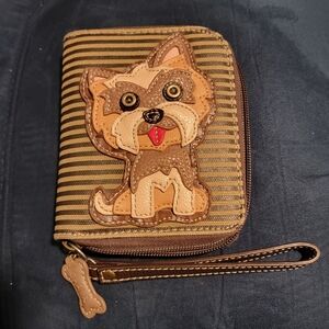 Chala Yorkie/Yorkshire  Zip-Around Wristlet Wallet-EUC